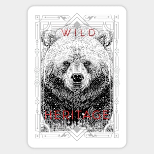 Bear Grizzly Wild Nature Illustration Line Epic Illustration Line Art Magnet